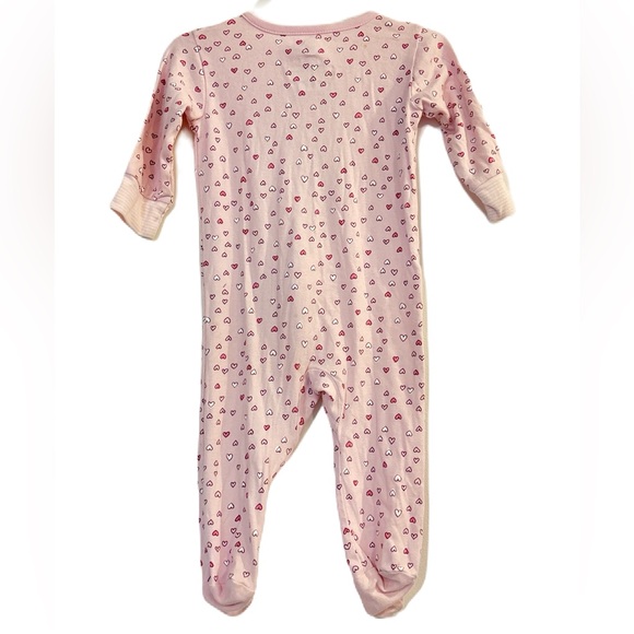 Girls Wonder Nation Pink Footed Hearts Sleeper 3/6 Months Comes With 2 Headbands - Picture 2 of 6